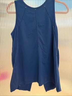Athleta Navy Eyelet-Detail Tank